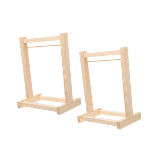 Toddmomy 2 Stücke Miniaturen Puppenhaus Zubehör Holz Puppe Kleidung Lagerung Khaki Puppe Bekleidungs ​​Rack Miniatur Kleidung Stehen von Toddmomy