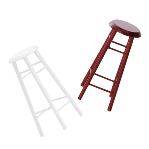 Toddmomy 2stücke Miniatur Holzstuhl Puppenhaus Barhocker Möbelzubehör Für Kreative Wohnszene DIY Bastelprojekt Und Raumdekoration Braun Weiß von Toddmomy