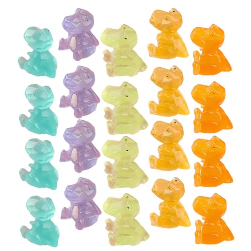 Toddmomy Leuchtende Kleiner Dinosaurier Figuren 20 Stück Kunstharz Garten Dekoration Nachtlichter für Kinder Robustes Dinosaurier Ornament für Halloween und Geburtstage von Toddmomy