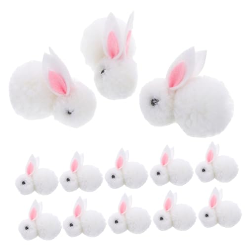 Toddmomy 20 Stück Hase Stoffhase Hase aus Wollfilz Kaninchenplüschmasse Mini-Plüschkaninchen Mini-Plüschhase Plüsch Kaninchen Bastel Zubehör Miniatur-Tierfiguren Simulationstiere Weiß von Toddmomy