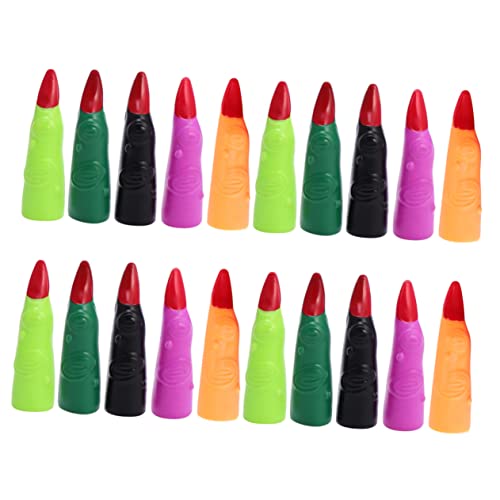 Toddmomy 20 Stück Hexenfinger Nagelset für Halloween Gruselige Zombie Nägel zum Cosplay Farben Schwarz Orange Dunkelgrün Hellgrün für Aufregende Partys und Verkleidungen von Toddmomy