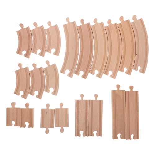 Toddmomy 20 Stück Holz-Zugschienen, Erweiterung, gerade und Gebogene Holz-Zugschienen, Zubehör, DIY, kompatibel mit den meisten für Mädchen und Jungen von Toddmomy