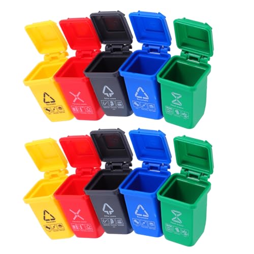 Toddmomy 20 Stück Mini-Mülleimer: Miniatur-Mülleimer-Modellset – Kleine Mülltonne mit Deckel – Winzige Müllbehälter aus Kunststoff für Schreibtisch-Puppenhausbedarf von Toddmomy