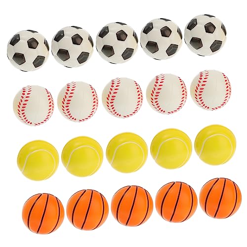 Toddmomy 20 Stück Kleiner Sportbälle Stressbälle aus Schaumstoff für Baseball Fußball Basketball Tennis Partyspielzeug für Kinder und Erwachsene Stressabbau Spielzeug für Geburtstagsfeiern von Toddmomy