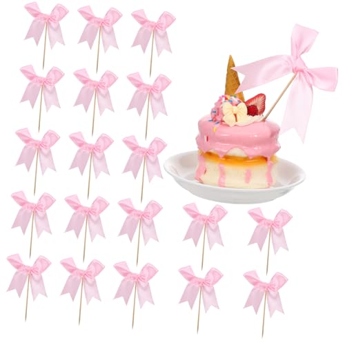 Toddmomy 20 Stück Schleifen Cake Topper Dekorative Cupcake Picks für Geburtstagsfeiern Hochzeiten und Partys Niedliche Tortendekoration mit Stabiler Befestigung von Toddmomy