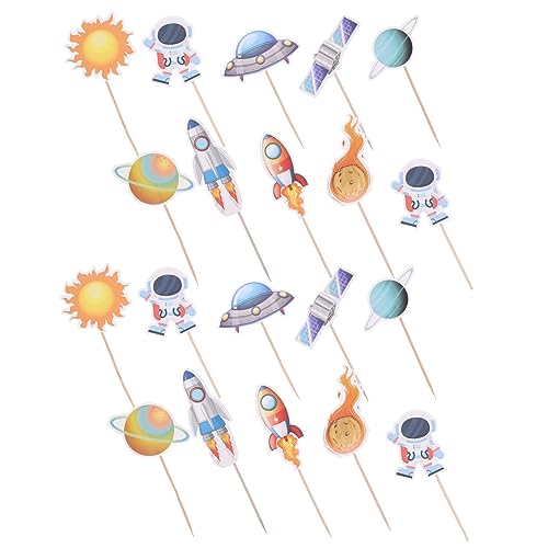 Toddmomy 20 Stück Teiliges Astronauten Cake Picks Kinderfreundliche Geburtstagstorten Deko Stabile Kuchenstecker für Party Sichere und Hochwertige Cake Baking Decors für von Toddmomy