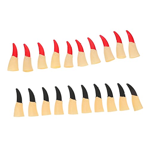Toddmomy 20 Stück Teiliges Halloween Fingernagel Krallen Realistische Hexenfinger Rot und Schwarz Verstellbare Fake Nägel für Karneval Cosplay und Halloween Party Zubehör von Toddmomy