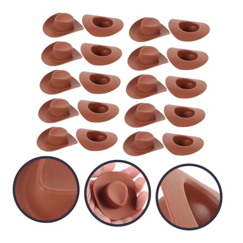 Toddmomy 20 Stück Teiliges Mini Cowboyhut aus Hautfreundlichem Kunststoff Kleine Puppenhüte für Basteln und Miniaturhaus Dekoration Braun Kinderfreundlich Langlebig als Geschenk von Toddmomy