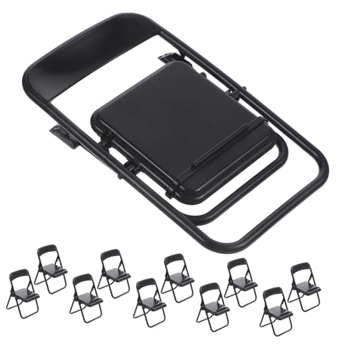 Toddmomy 20 Stück Teiliges Mini Klappstuhl Smartphone Halterung Miniatur Stuhl Figurine Puppenhaus Möbel Zubehör Dekoration Schwarz Stabiler Praktisch für Schreibtisch und Mini Haus von Toddmomy