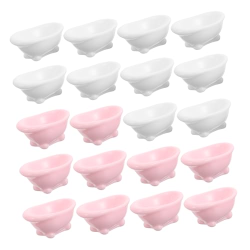 Toddmomy 20 Stück Teiliges Miniatur Badezimmermöbel Realistische Kunststoff Wannen Weiß und Rosa Detailreiche Badewannen für Puppenhaus Mikro Landschaftsdekoration Platzsparende von Toddmomy