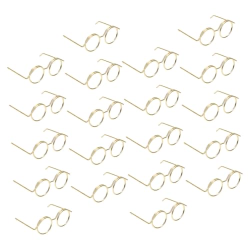 Toddmomy 20 Stück Teiliges Miniatur Metallbrillen für Puppen Leichte Runde Brillenrahmen ohne Gläser als Puppenzubehör für DIY Kostüm Accessoires und Puppenhausdekoration Gold von Toddmomy