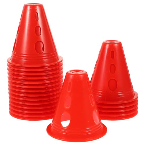 Toddmomy 20 Stück Training für Rollschuhlaufen Stapelbare Kunststoffmarkierungshütchen mit Löchern für Sporttraining und Übungen Windresistent Rot von Toddmomy