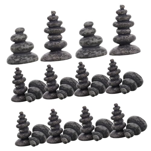 Toddmomy 20 Stück Kleiner Zen Garten Steinstatuen aus Harz Vintage Dekoration Gestapelte Meditationsteine für Garten und Aquarium von Toddmomy