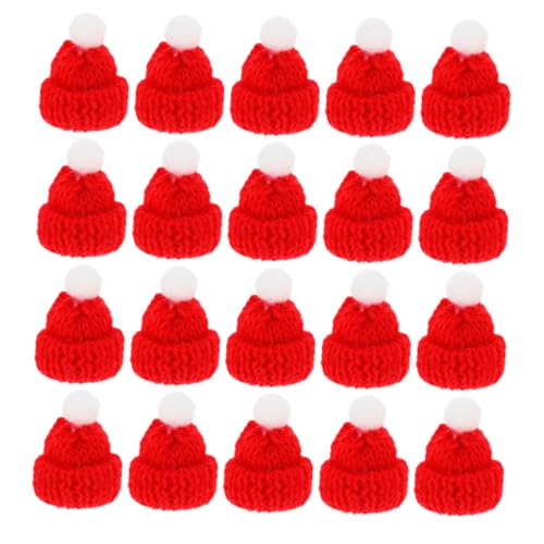 Toddmomy 20Stücke Mini Weihnachtsmützen für DIY Bastelprojekte Strickmützen für Puppen und Weihnachtsdekoration Rote Hutornamente Vielseitig Einsetzbar für Festliche Anlässe von Toddmomy