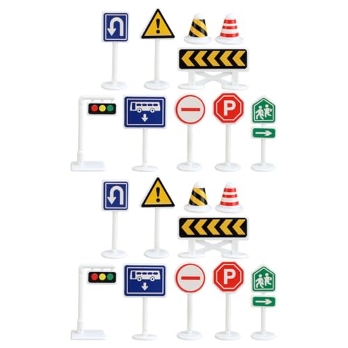 Toddmomy 20Stücke Teiliges Spielset mit Verkehrszeichen Mini Straßenschilder für Lehrreiches zur Verkehrserziehung Robust und Sicher für Kreative Spielmöglichkeiten von Toddmomy