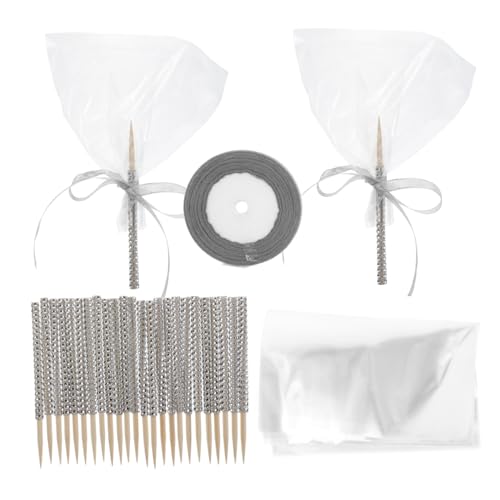 Toddmomy 24 Stück Glitzer-süßigkeits-apfelriegel Riesige Zuckerstangendekorationen Süßigkeiten-Apfel-Set Cake-pop-stiele Und -verpackungen Cake-pop-stäbchen Goldfarben Plastik Silver von Toddmomy