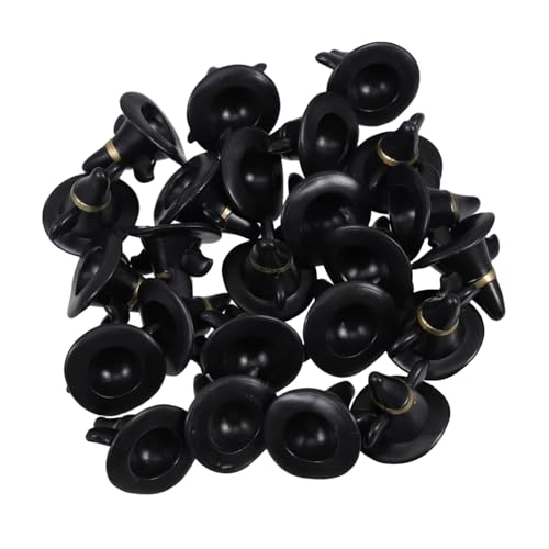 Toddmomy 24 Stück Mini-elfenhut Deko Kleiner Bastelhut Miniatur-arbeiterpuppenhüte Miniatur-schneemannmützen Top-Hut-Ornament Puppe Haustier Hut Mini-hexenhüte Aus Kunststoff Plastik Black von Toddmomy