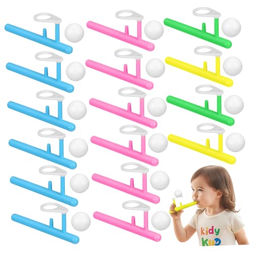 Toddmomy 24 Stück Teiliges Balance Blasball Spiel mit Bunten Kunststoffbällen in Blau Gelb Grün Balance für Atemübungen Eltern Junge Mädchen Interaktion und Indoor Outdoor Spaß von Toddmomy