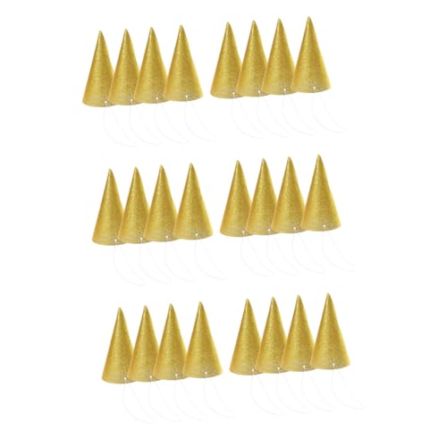 Toddmomy 24 Stück Teiliges Geburtstags Partyhüte aus Glitzerpapier Goldfarbene Kegelhüte mit Elastischem Band Festliche Partyaccessoires für Familiengeburtstag Zufällige Zufällige Farbe von Toddmomy