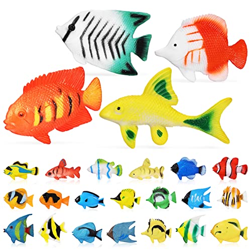 Toddmomy 24 stücke Kunststoff Mini Fisch Spielzeug， Simulation Tropische Fische Abbildung Modell Miniatur-Meerestiere Lernspielzeug Für Vorschule Kinder von Toddmomy
