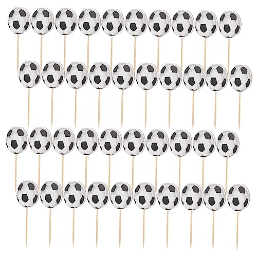 Toddmomy 24Stücke Fußball Muffin Topper Tortenaufsatz für Party Dessert Dekoration Kreative Fußball Zahnstocher für Geburtstagsfeiern und Themenpartys von Toddmomy