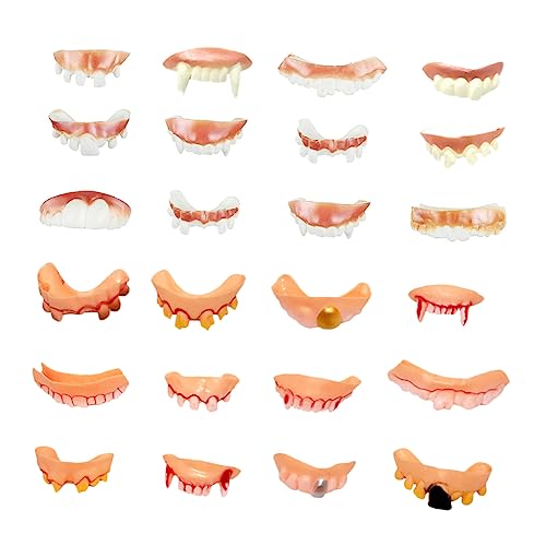 Toddmomy 24Stücke Halloween Lustige Falsche Zähne Prothesen Realistische Zahnwesen Für Cosplay Halloween Und Gruselige Partys Farben Varianten von Toddmomy