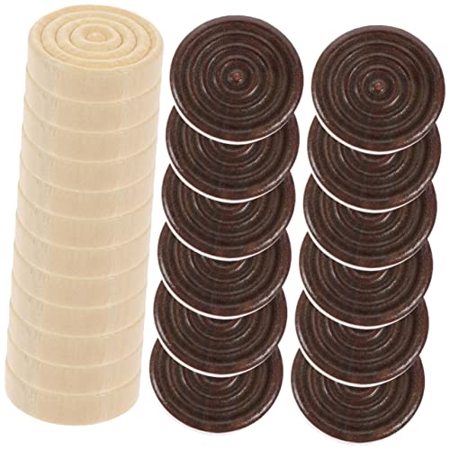 Toddmomy 24Stücke Holz Backgammon Spielsteine Ersatzteile Für Schach Und Brettspiele Runde Glatte Und Robuste Holzfiguren Farben Holzfarbe von Toddmomy