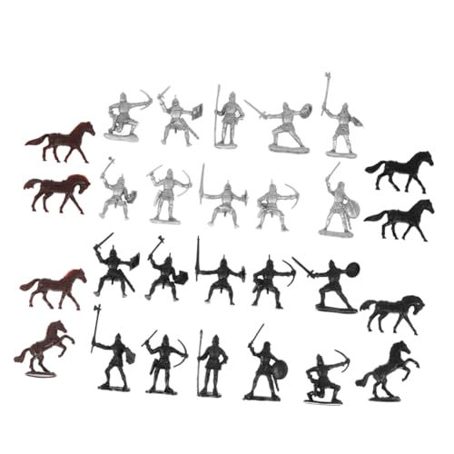 Toddmomy 28 Stück Teiliges Soldaten spielset aus Robustem Kunststoff Bestehend aus Soldaten Reitern und Pferden Mittelalterliche Rittermodelle für Sammeln von Toddmomy