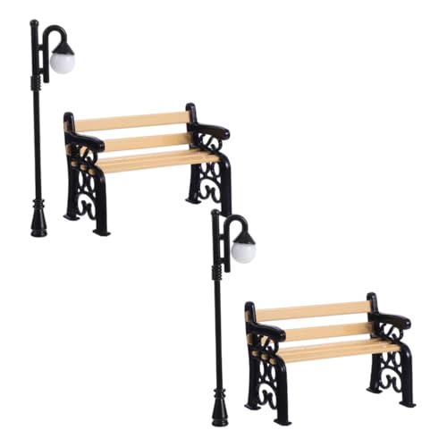 Toddmomy 2Er Set 4 Teilig Puppenhaus Miniatur Gartenmöbel Puppenhaus Stadtbänke Puppenhaus Straßenlaterne Außenspielzeug Ornamente Für Outdoor Für Metall von Toddmomy