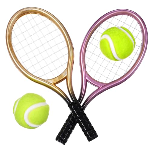 Toddmomy 2Sätze Mini Tennisschläger Mit Bällen Dekoratives Zubehör Für Puppenhäuser Deko Für Tennisliebhaber Zufälligen Farben Für DIY Projekte Und Foto von Toddmomy