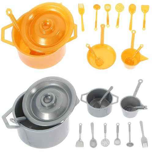 Toddmomy Miniatur Geschirrset für Puppenhäuser 20 Stück Zubehör mit Kleiner Topf Löffel und Spielzeug für Kinder Kleiner Küchenutensilien für Rollenspiele und Kreative Bastelprojekte von Toddmomy