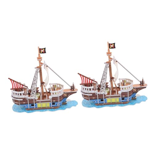 Toddmomy 2Sätze Piratenschiff Segelboot für Kreatives Bastelspielzeug mit Vorgeschnittenen Pappbrettern für Hand Auge Koordination von Toddmomy