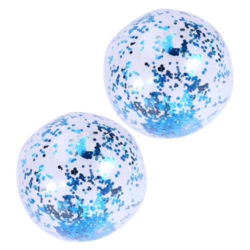 Toddmomy 2Stücke Aufblasbare Glitzer Bälle Transparente Strandbälle mit Pailletten für Poolspiele Fotorequisiten und Sommeraktivitäten Blauer Glitzerball von Toddmomy