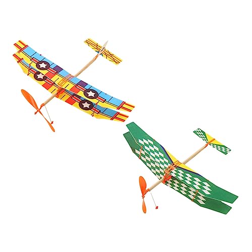 Toddmomy 2Stücke Gummiband Flugzeugspielzeug Fliegende Segelflugzeuge aus Hochwertigem für DIY Kreativität und Motorischen Fähigkeiten Zufällige Muster von Toddmomy