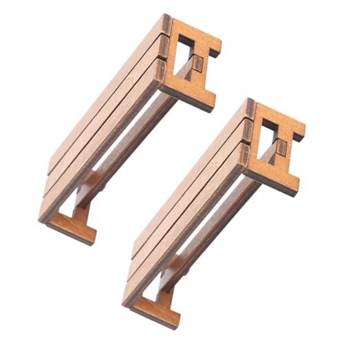 Toddmomy 2Stücke Holzbank Möbel Dekorative Mini Hausbank Für Puppenhaus Und Garten Für Dekoration Und Kreative Spielszene von Toddmomy
