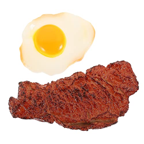 Toddmomy 2Stücke Künstliches Steak und Eiermodell Teiliges Realistische Lebensmittelattrappe für Fotografie und Deko Requisite für Spielküchen und Kreative Projekte von Toddmomy