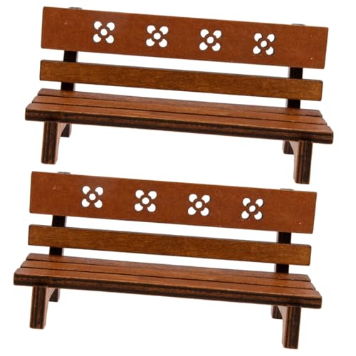 Toddmomy 2Stücke Mini Holzbänke für Puppenhaus Vintage Deko Mini Hausmöbel Gartenmöbel für Mikro Landschaftsdekoration Vielseitig Einsetzbar von Toddmomy