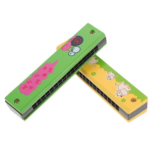 Toddmomy 2Stücke Mundharmonika Holz für Anfänger Spielerfreundliches Design mit Cartoon Muster Musikinstrument für Junge Mädchen und Jungen von Toddmomy