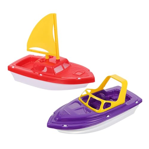 Toddmomy 2Stücke Teiliges Plastikboot Set Segelboot und Speedboot für Badespielzeug und Strandspielzeug Fördert Spaß Beim Wasser von Toddmomy