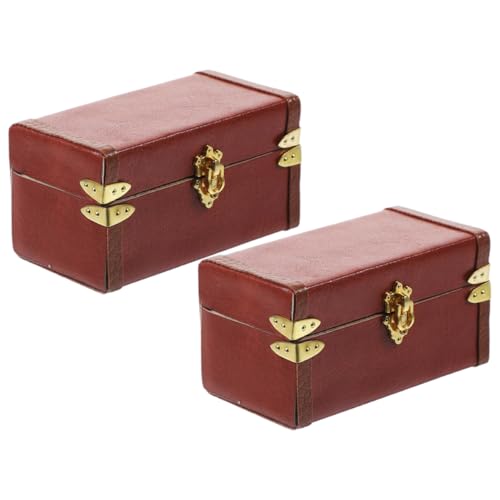 Toddmomy 2Stücke Vintage Holzbox Retro Aufbewahrungsbox für Puppenhäuser Kleines Modellkoffer Rotbraun für Kreative Dekorationen von Toddmomy