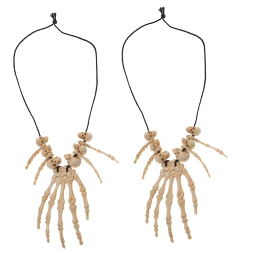 Toddmomy 2Stücke Vintage Skelett Kopf Und Hand Kette Verstellbare Halloween Halskette Aus Langlebigem Harzmaterial Für Cosplay Und Partys Perfektes Accessoire Für Gruselige Outfits von Toddmomy