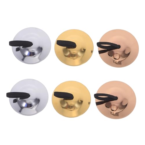 Toddmomy 3 Paare Handzimbeln Finger Kastagnetten Musikinstrumente für Tanz Party Gruppenmusik Lernspielzeug in Gold Silber Roségold von Toddmomy