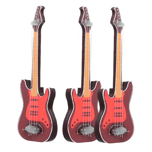 Toddmomy 3 STÜCKE Teiliges Mini Gitarrenmodell aus Kunststoff Glatte Oberfläche Kleine Musikinstrumente als Puppenhaus Dekoration für Leicht und Handfreundlich von Toddmomy