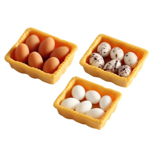 Toddmomy 3 Sätze Box -eiermodell Klein Mini Puppenstuben-Eier Ei Dekoration Ei Requisiten Vortäuschen Eier Für Spielküche Eierdekorationen Eier Harz von Toddmomy