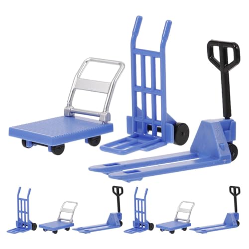 Toddmomy 3 Sätze Miniatur Gabelstapler Teiliges Modell für Puppenhäuser Hand Trolley und Plattformwagen Realistische Werkzeuge für Kreative Szenen und Projekte von Toddmomy