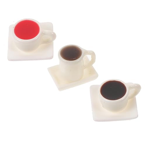 Toddmomy 3 Sätze Miniatur Kaffeetassen Set Teilig Resin Puppenhaus Zubehör Handgefertigt Detailliert für Mini Haus Dekoration Basteln von Toddmomy