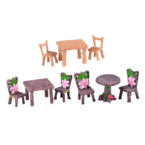 Toddmomy 3 Sätze Miniatur Resin Gartentisch und Stühle Teilig Puppenhaus Möbel Dekoration Robuste Micro Landschaft Möbel DIY Miniatur Garten Accessoires für Kreative Gestaltung von Toddmomy