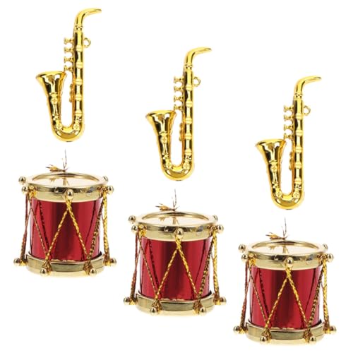Toddmomy 3 Sätze Teiliges Mini Musikinstrumenten Set Puppenhaus mit Miniatur Schlagzeug und Saxophon Detailreiches Stabiles Kunststoffmodell Realistische Miniaturinstrumente für von Toddmomy