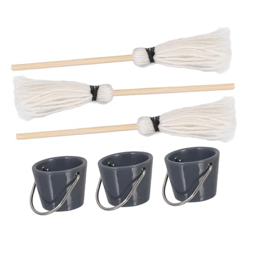 Toddmomy 3sätze Miniatur Mop Und Eimer Set Miniatur Reinigungswerkzeuge Für Puppenhäuser Dekoration Für Wohnräume Und Kreative Szenen von Toddmomy
