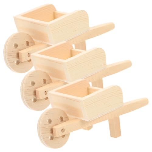 Toddmomy 3 Stck. Modell der Heimdekoration Miniaturen Puppenhaus Miniaturkarren-Schubkarren Modelle von Minikarrenkarren Miniatur-Wagen-Schubkarren-Modelle Gartenminiaturen Mini - Holz von Toddmomy